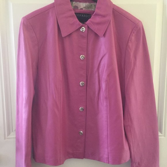 Bernardo Genuine Soft Leather Jacket/Petunia Pink/Snap Closure/Size L/NWT!!! - Picture 1 of 6